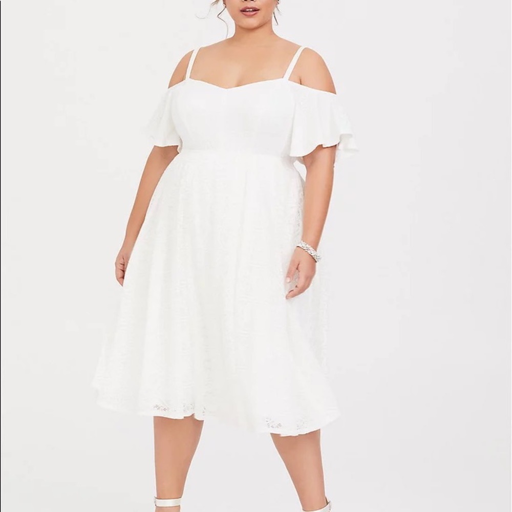 Torrid Plus Size Lace Off The Shoulder Special Occasion dress